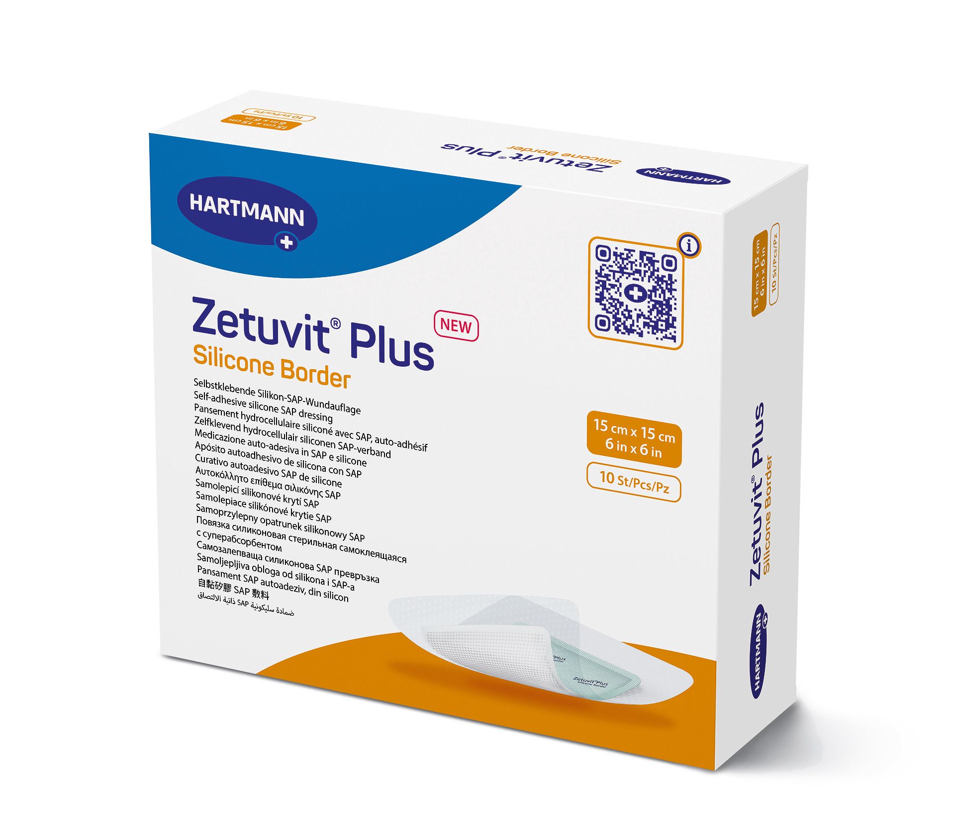 ZETUVIT Plus Silicone Border 15x15 cm